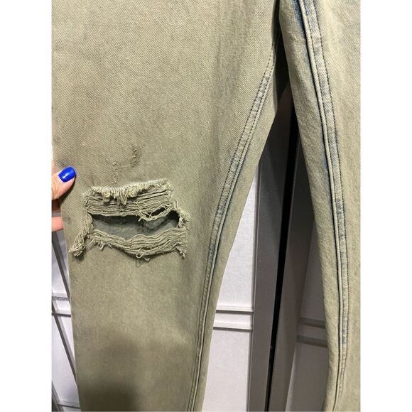 VERVET, Super High Rise Criss Cross Waistband Crop Straight Jeans, Olive new siz - Picture 8 of 11